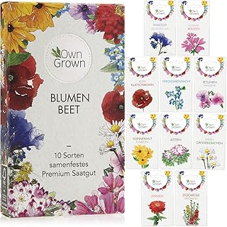 Blumen Samen für Garten und Balkon: 10 Sorten Premium Blumensamen Tütchen als Pflanzensamen Set – Balkonblumen Samen – Wildblumensamen Saatgut Balkon und Samen Garten – Blumensamen Balkon von OwnGrown