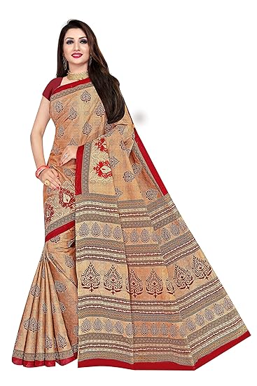Women's Pure Cotton Malmal Saree with Embroidery (1584, Brown)