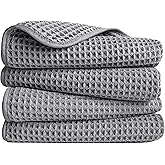 POLYTE 430 GSM Microfiber Lint Free Hand Towel, 16 x 30 in, 4 Pack (Waffle Weave)