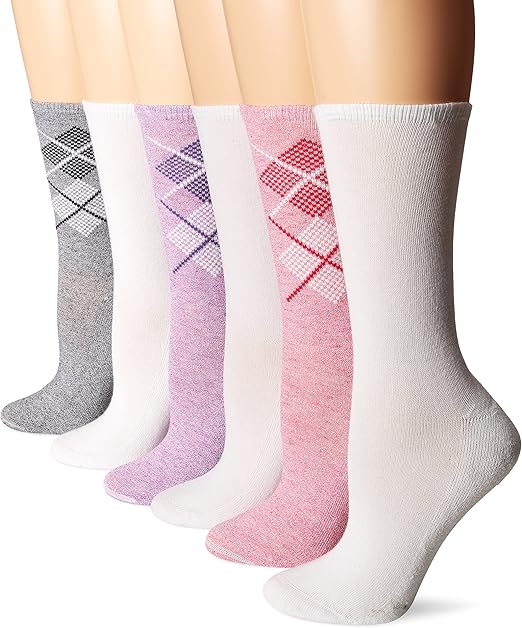 Hanes ComfortBlend Women/'s Crew Socks 6-Pack