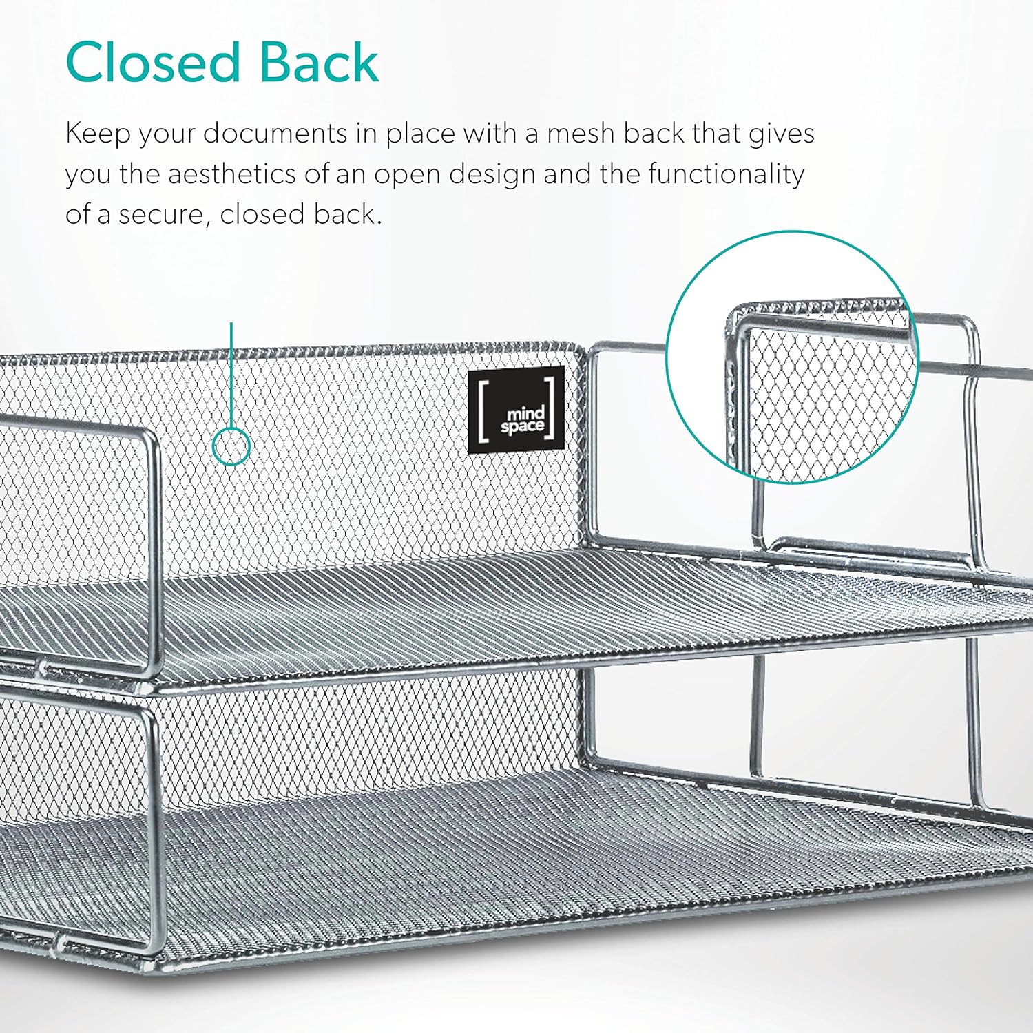 Mindspace 2 Tier Stackable Letter Tray| Paper Tray Desk Organizer | The Mesh Collection, Silver : Office Products