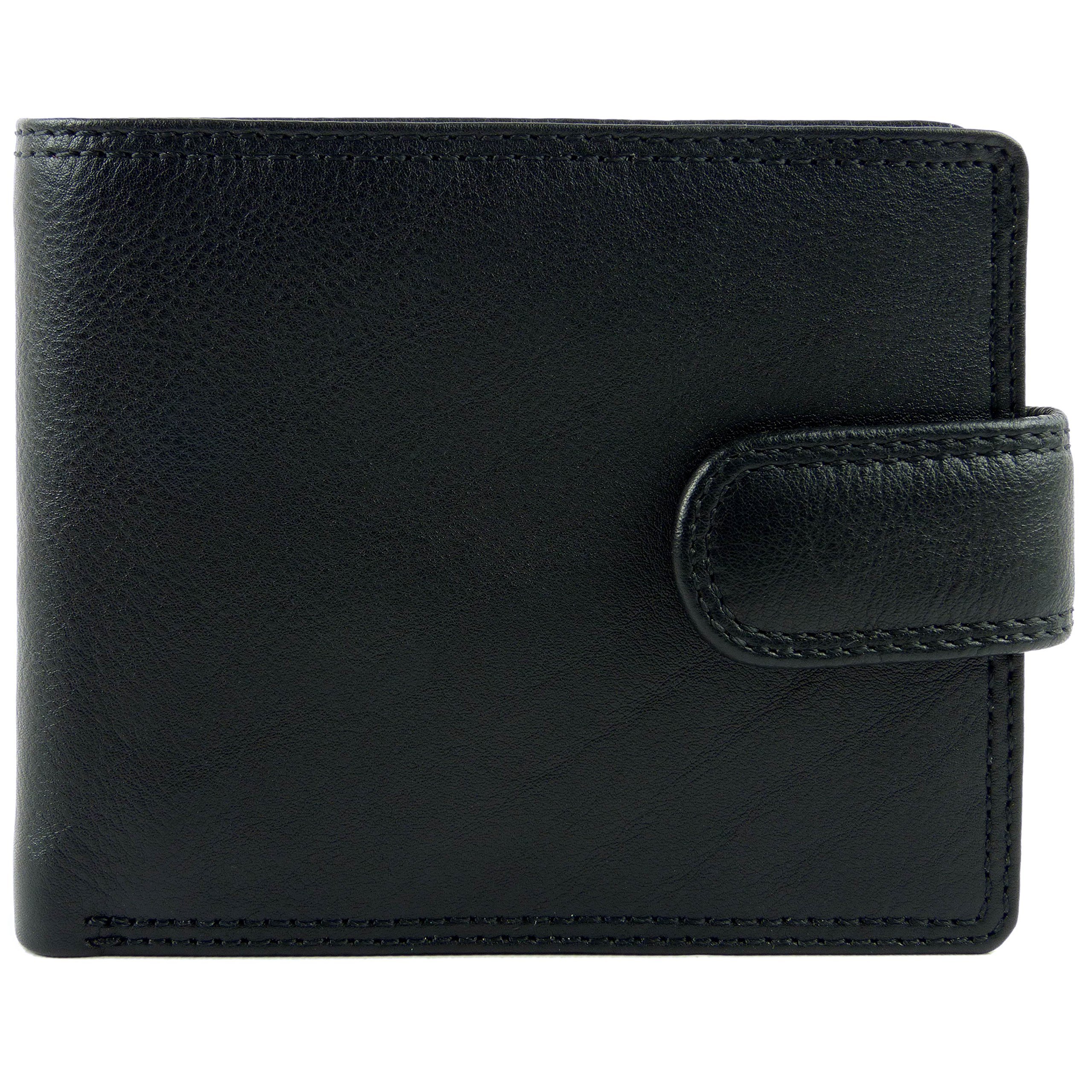Visconti Mens Quality Leather Tabbed Wallet Heritage Collection Gift Boxed (Black)