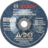 BOSCH GW27LM300 2-Pack 3 In. x 1/8 In. Metal Grinding Wheel 30 Grit Compatible with 3/8 In. Arbor Type 27 for Applications in Grinding