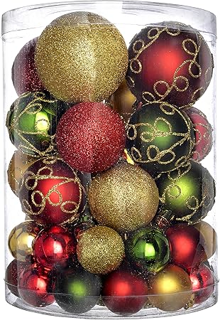 50 Decorazioni Natalizie.Werchristmas Set Di Decorazioni Natalizie Con 50 Palline In Plastica Infrangibile Rosso Oro Verde Amazon It Casa E Cucina