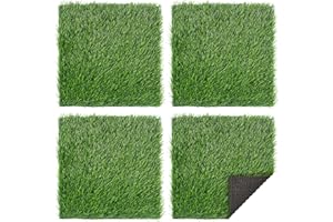 GRASSCLUB Grass Squares 4 Pack 12'' x 12'' Fake Grass Turf Patch for Placemets Centerpieces Table Runner Chicken Nesting Pads DIY Decor