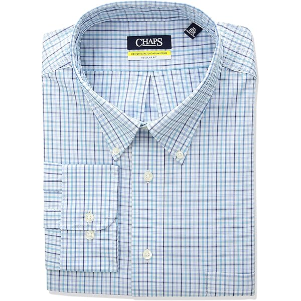 chaps no iron dress shirts Chaps Men's Dress Shirt Classic-Fit No-Iron Stretch 100% Cotton Long Sleeve NWT