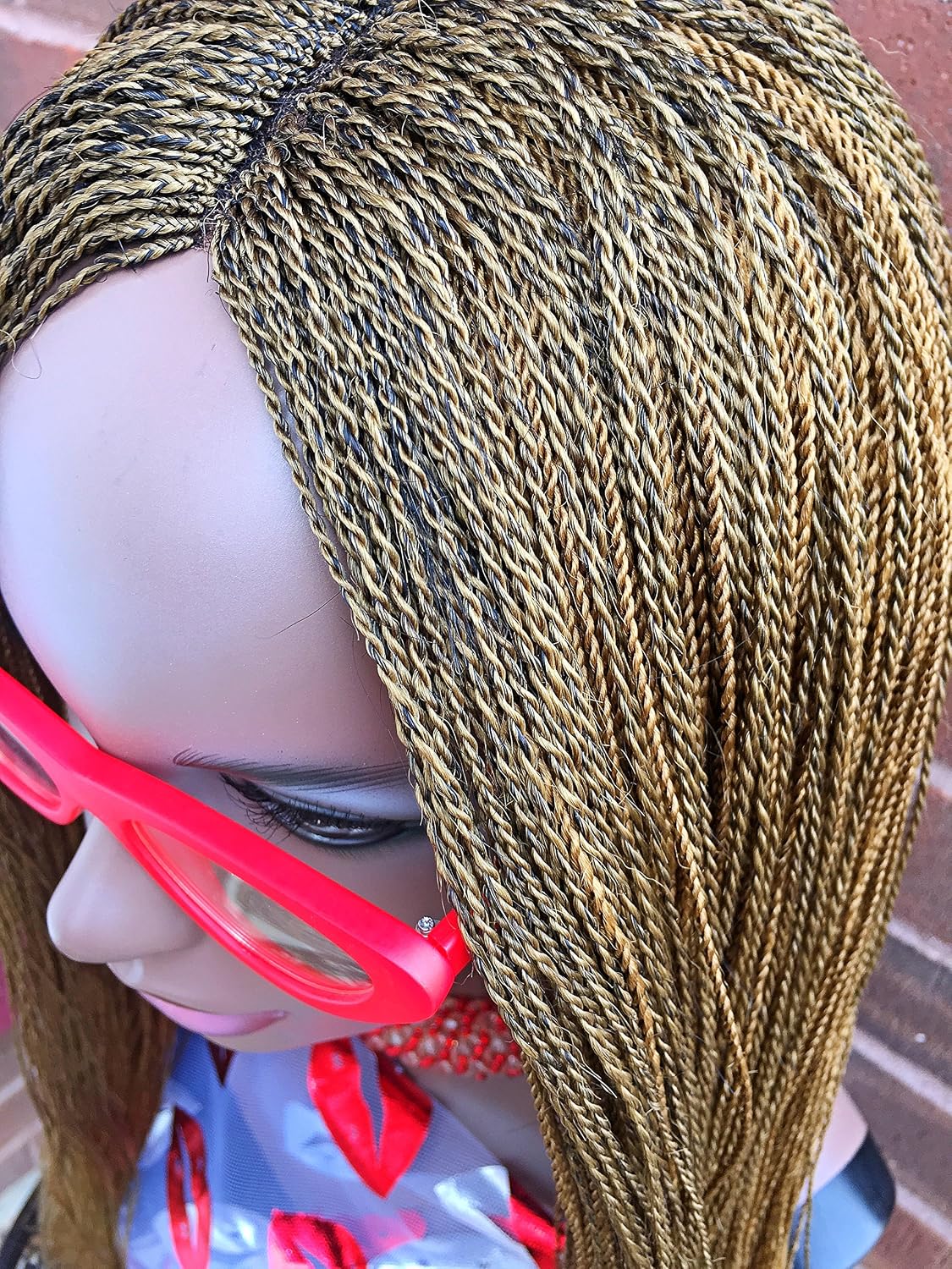 2Chique Boutique Handmade Micro Twist Lace Front Wig Color 27, 22 Inches, Brown - Image 4