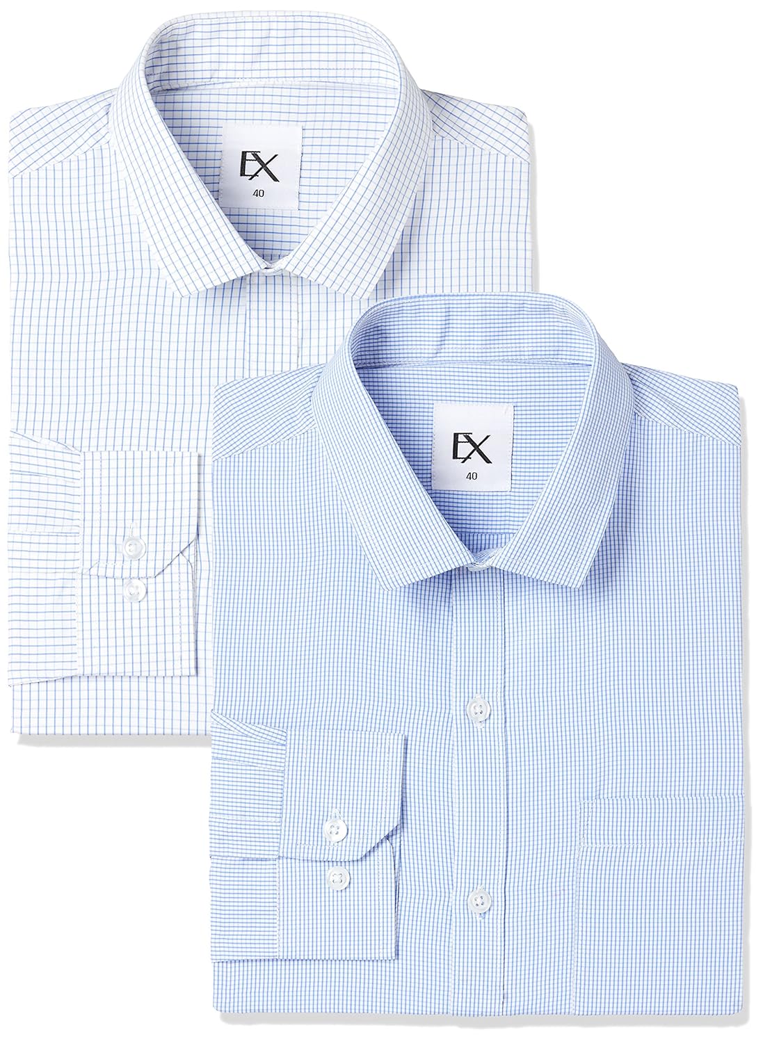ex by excalibur men's solid regular fit formal shirt (pack of 2)