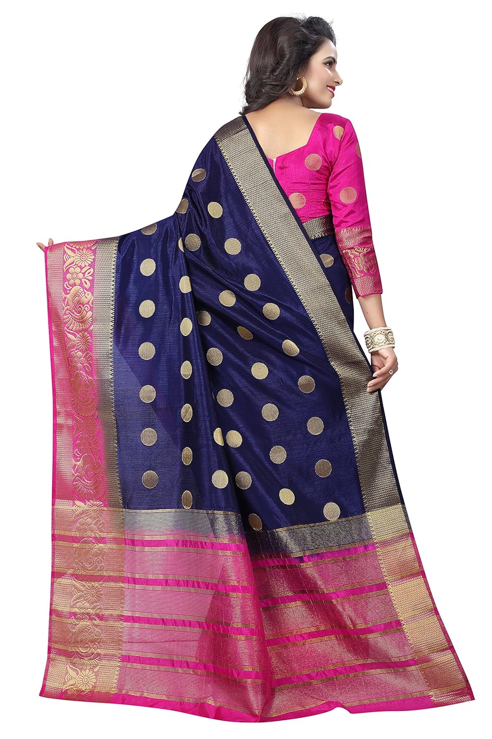 saarah women's kanjivaram art silk saree, free size (n3979db, dark blue)