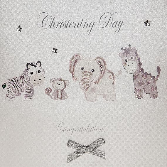 WHITE COTTON CARDS 'Christening Day Handgefertigt, weiß Congratulations