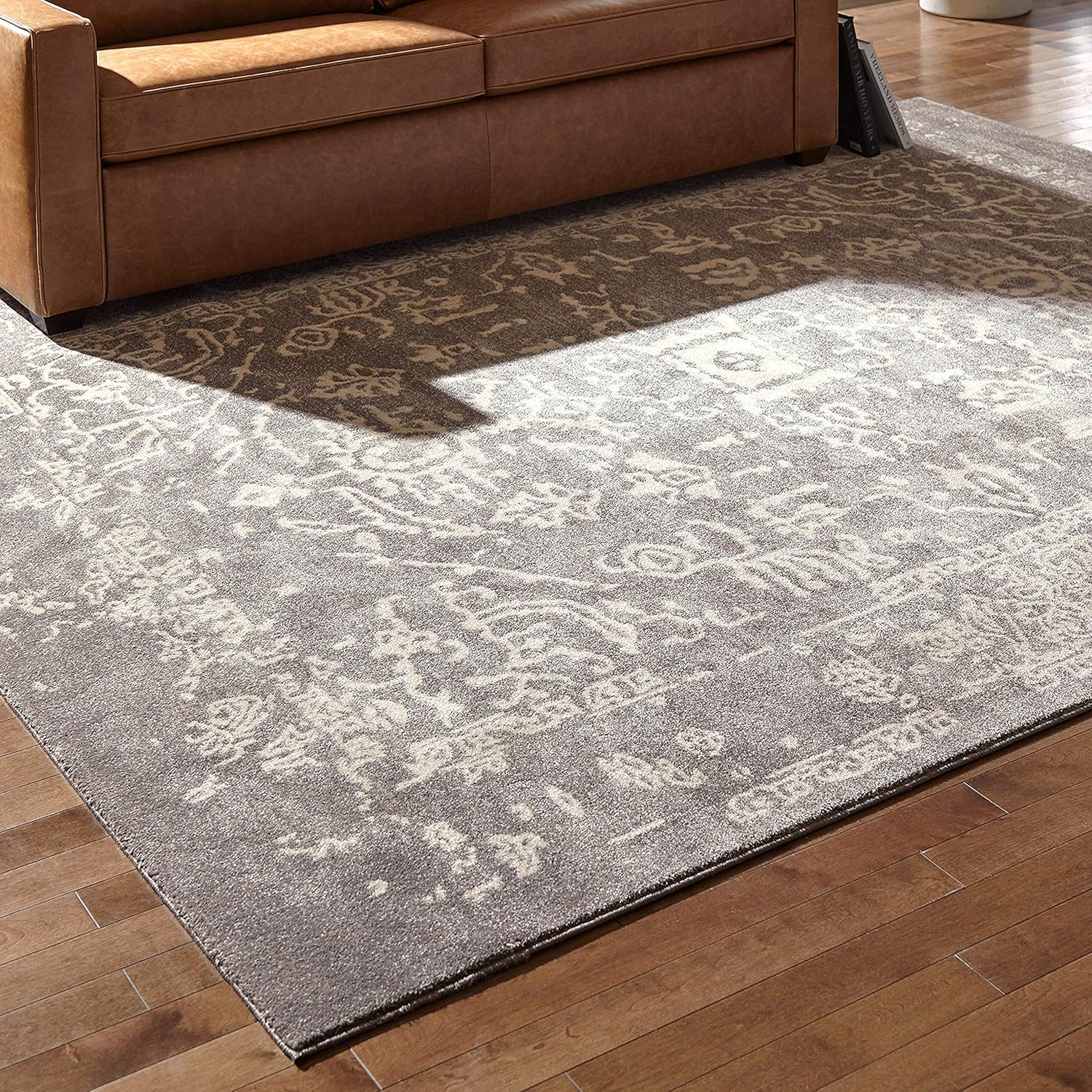 Rivet Charcoal Distressed Medallion Area Rug, 8 x 10 Foot