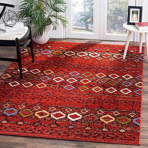 Safavieh Amsterdam Collection AMS108D Moroccan Boho Area Rug, 4' x 6', Terracotta / Multi