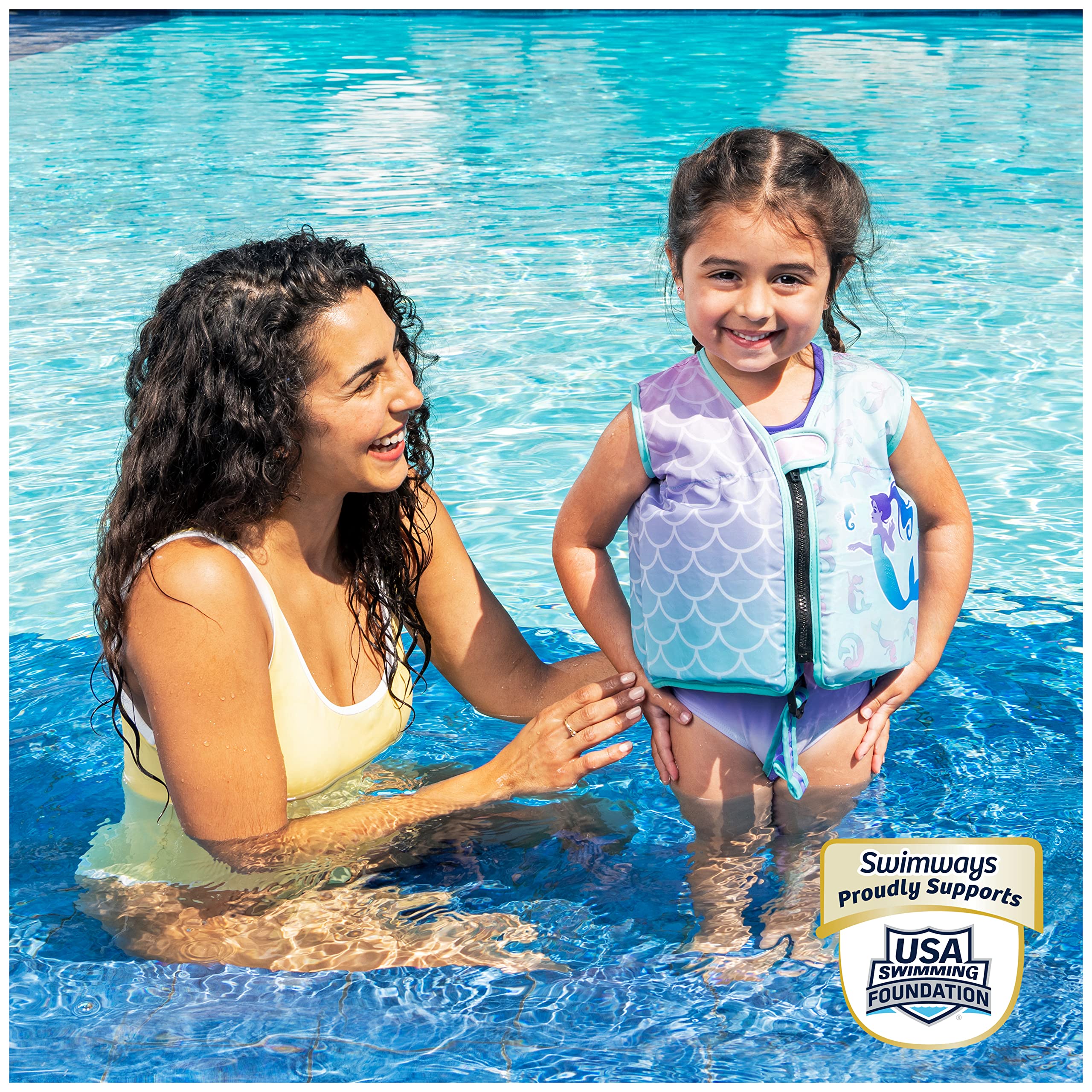 Swim Vest, Learn To Swim Personal Flotation Device for Swim Training, Pool Floats & Swimming Pool Accessories for Kids 2-4 Years, Mermaid