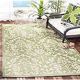SAFAVIEH Washable Rug Outdoor Courtyard Collection - 2'7" x 5', Olive & Natural, Non-Shedding & Easy Cleaning, Ideal for Pati
