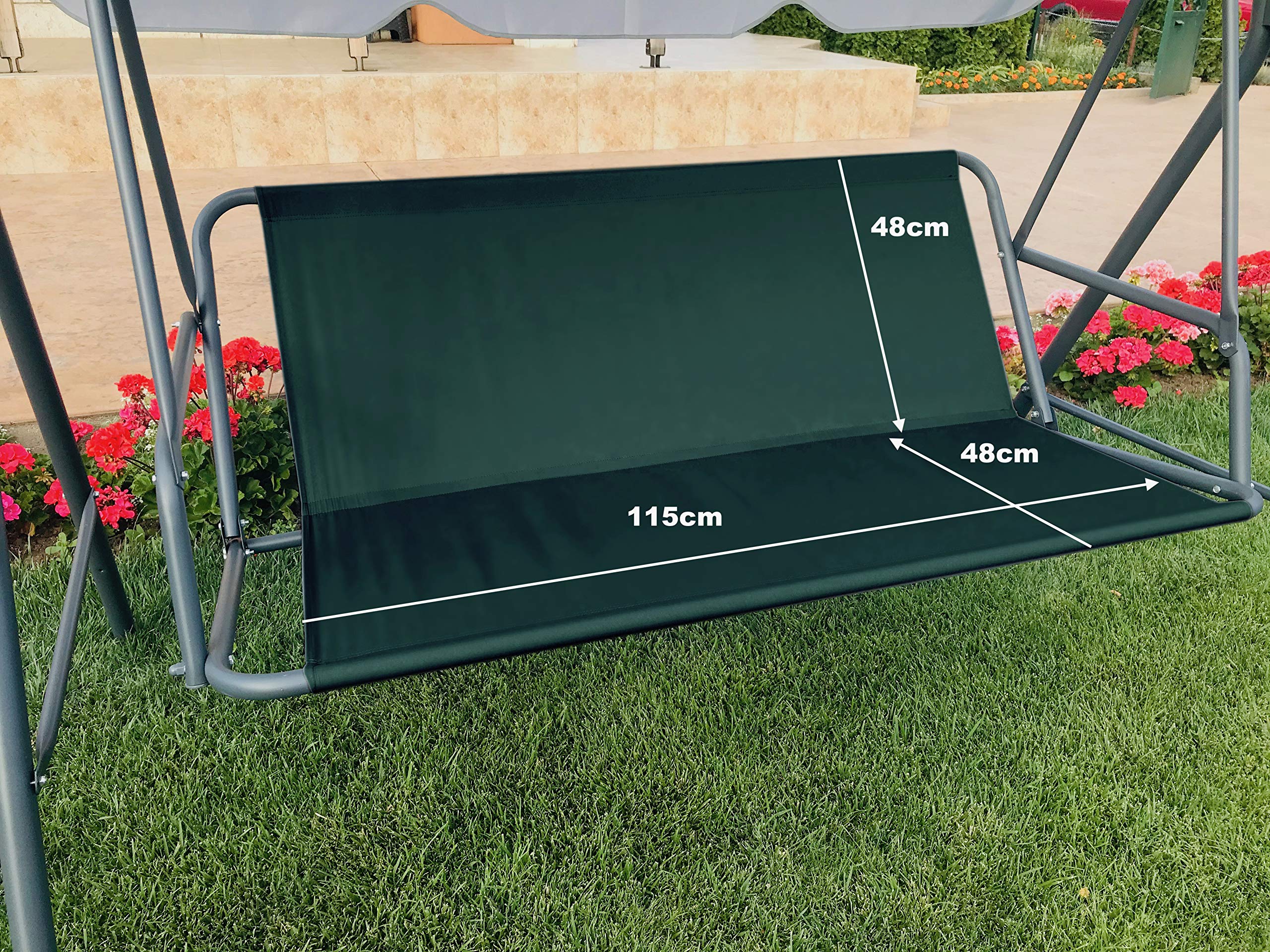 PETELA Replacement Swing Seat Cover Garden Swing Seat Cover Hammock Chair Garden Furniture Swing Chair Outdoor Garden Chair Covers Bench Cover (115cm x 48cm x 48cm, Green)