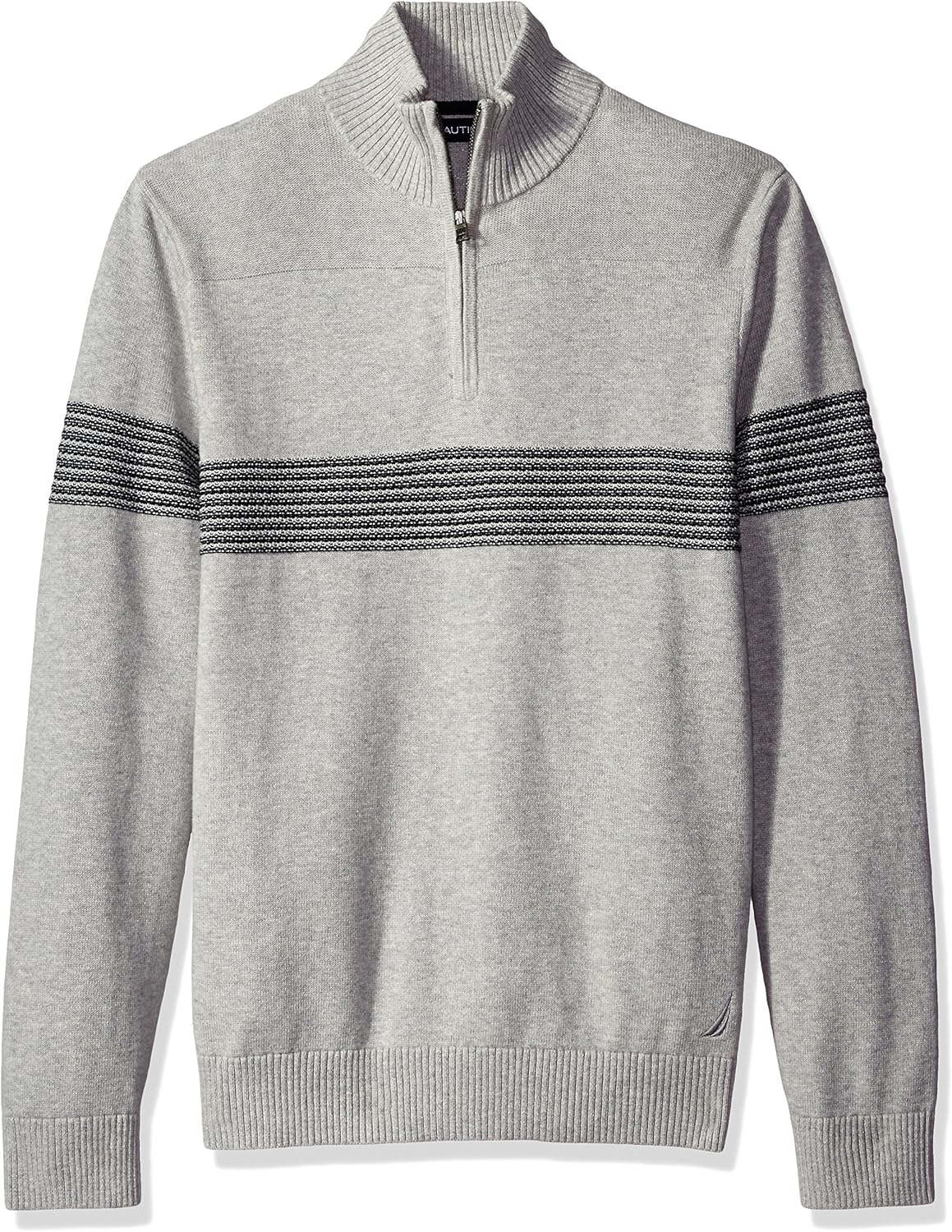 Nautica Men's Textured Quarter Zip Pullover, Grey Heather, S Amazon.co.uk Clothing