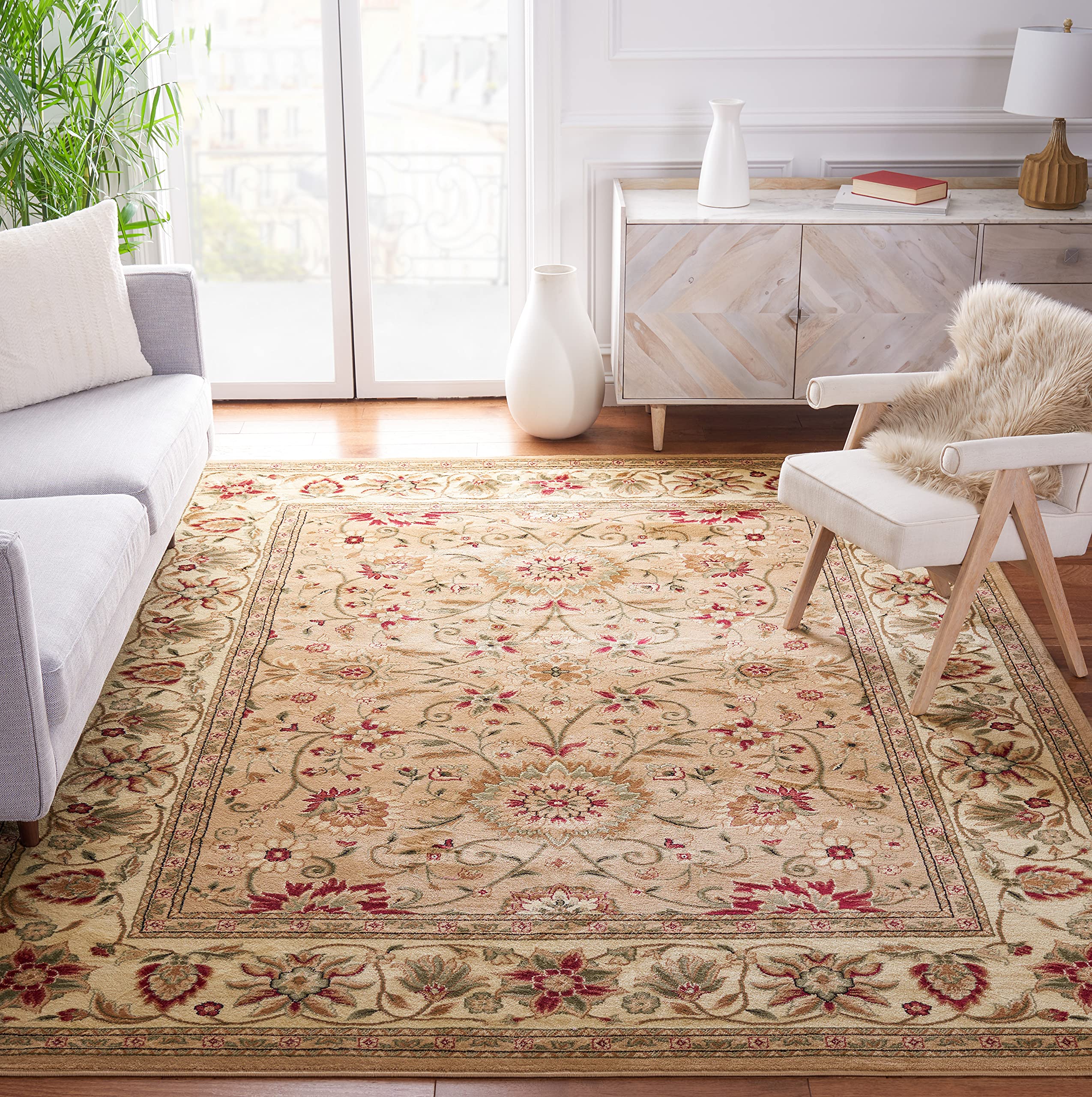 SAFAVIEH Lyndhurst Collection X-Large Area Rug - 12' x 18', Beige & Ivory, Traditional Oriental Design, Non-Shedding & Easy Care, Ideal for High Traffic Areas in Living Room, Bedroom (LNH212D) Image