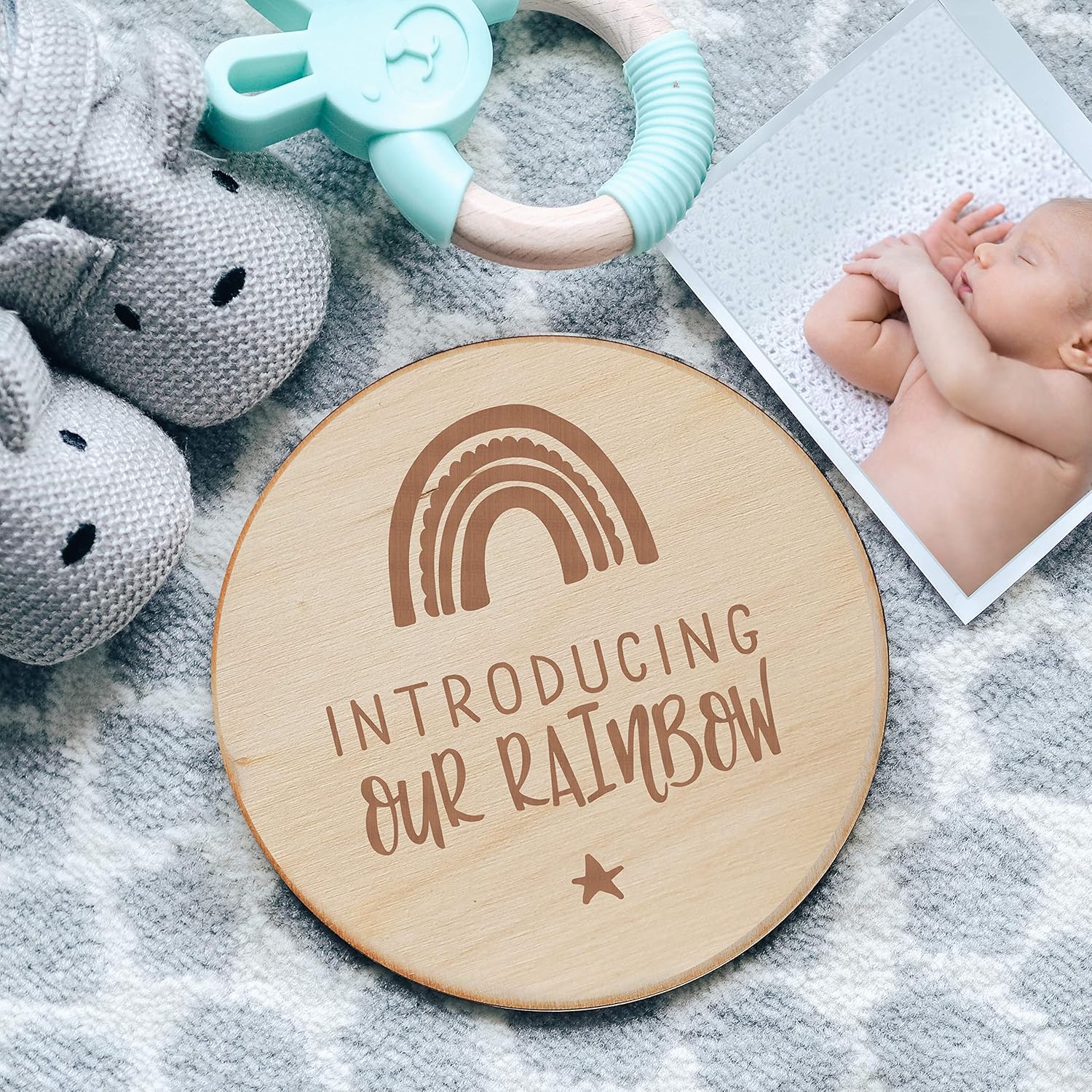 Download Paper Party Supplies Announcements Newborn Photoshoot Rainbow Baby Newborn Photo Prop Newborn Rainbow Baby Wooden Plaque Newborn Photo Prop Birth Announcement
