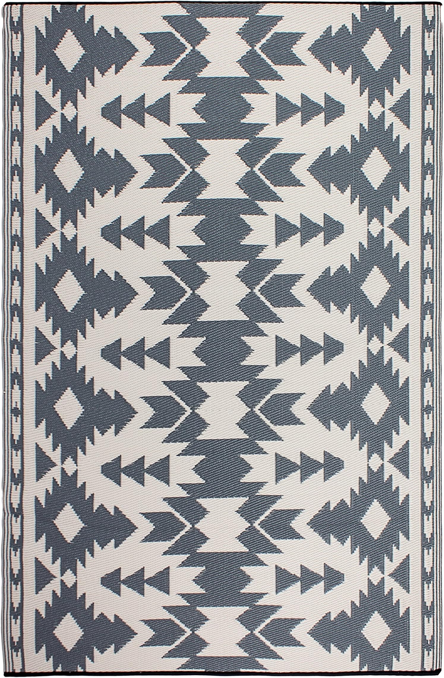 FAB HAB Reversible Outdoor/Indoor Rug | Perfect for Decking, Garden, Patio | Mold, Mildew, UV & Stain Resistant | Miramar - Gray | 150 cm x 240 cm