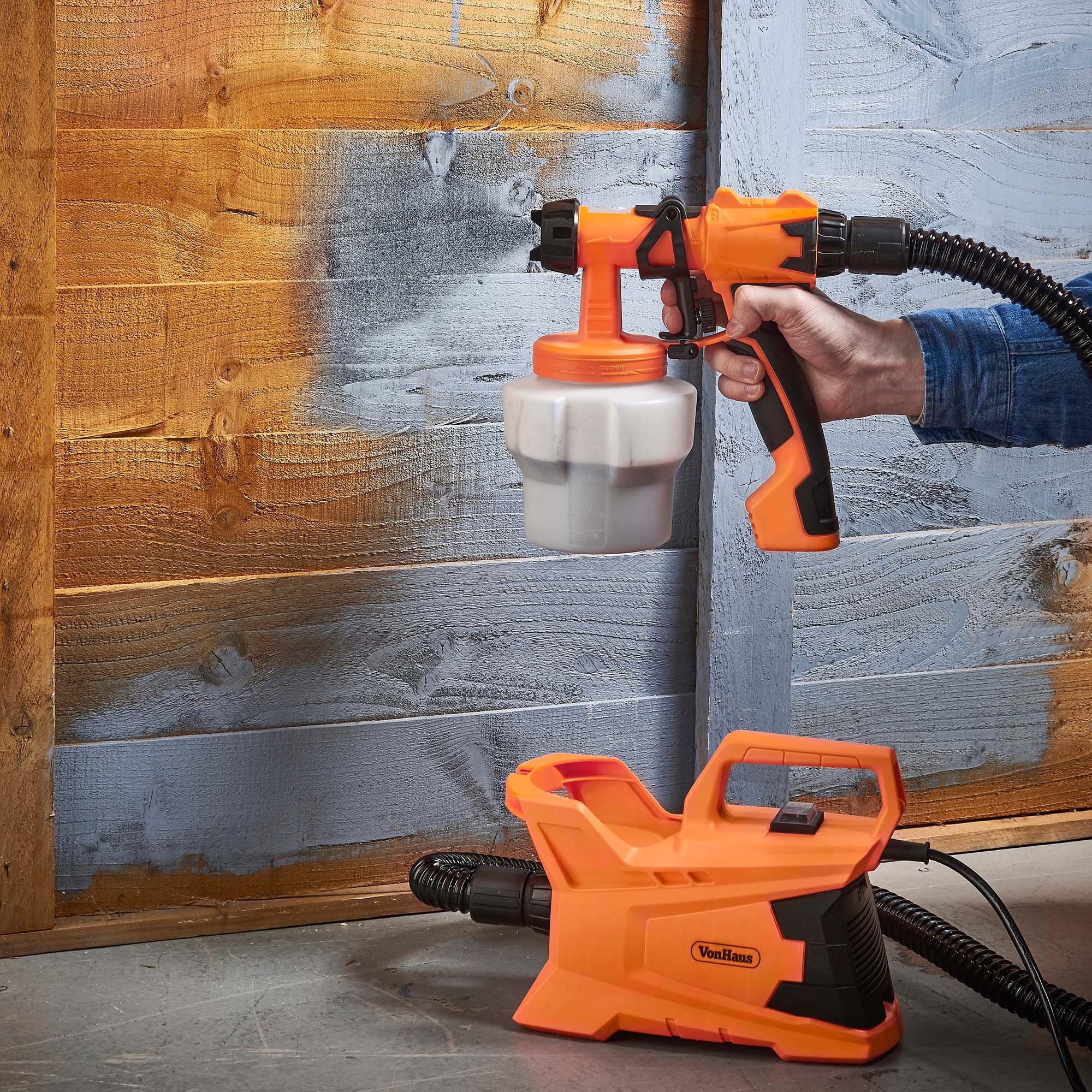 VonHaus 6.5Amp Electric HVLP Spray Gun Power Paint Sprayer with 3