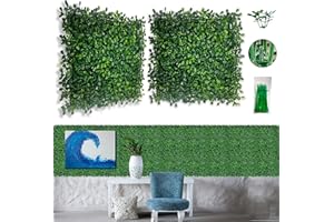 Bybeton Artificial Green Wall Panel,10"x 10"(24Pcs) Boxwood Faux Grass Wall Panels for Interior Wall, Backdrop Wall,Garden Wall and Indoor Outdoor Plant Wall Decor