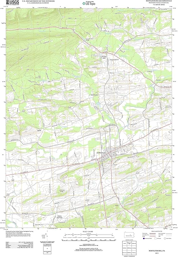 Topographic Map Poster MIFFLINBURG, PA TNM GEOPDF 7.5X7.5