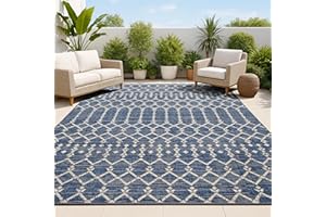 JONATHAN Y Moroccan Geometric Indoor Outdoor Area Rug 3X5 Navy/Beige, Ourika Textured Weave for Backyard, Patio, Porch, Easy-Cleaning, High Traffic, Pet-Friendly, Non-Shedding (SMB108K-3)