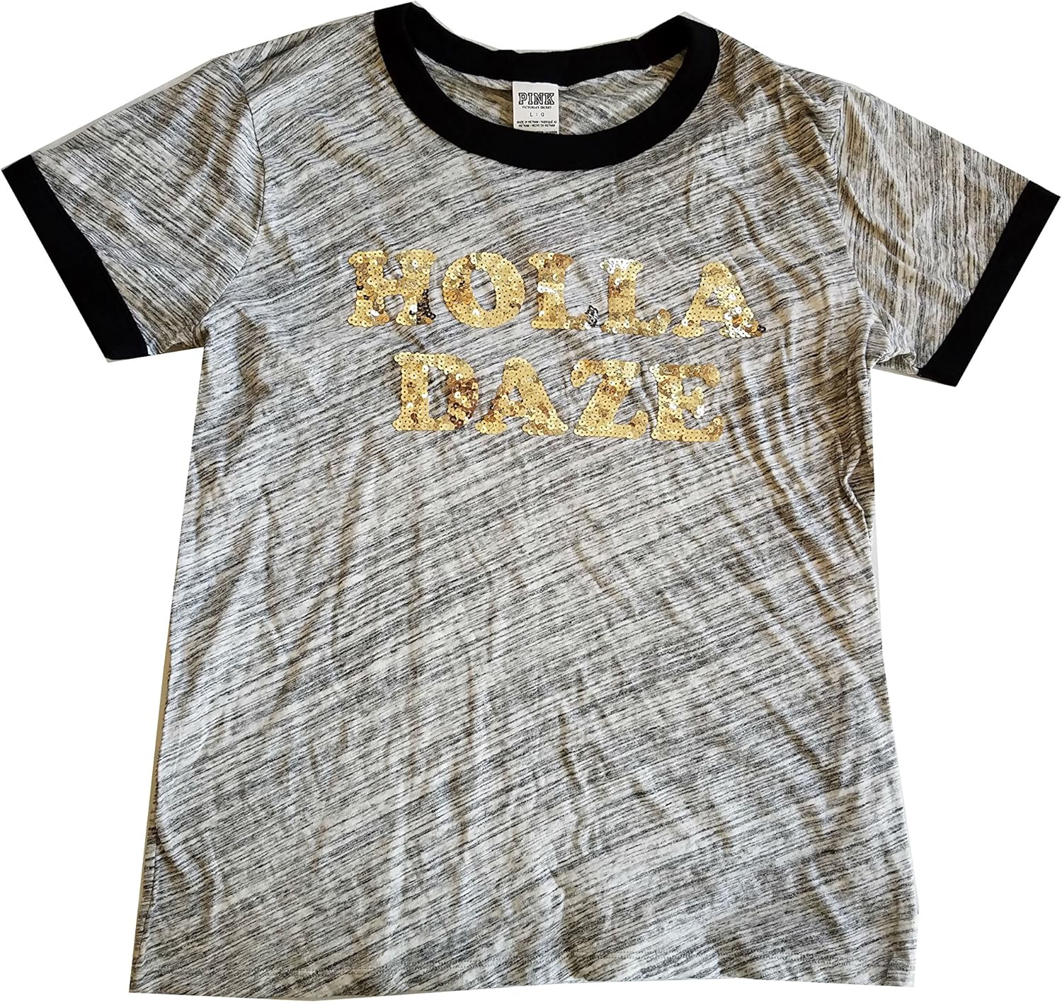 Victoria S Secret Pink Bling Crew Neck Tee Large Marl Gray At