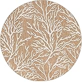 Rugs.com Outdoor Coastal Collection Rug – 8 Ft Round Taupe Flatweave-Pile Rug Perfect for Kitchens, Dining Rooms