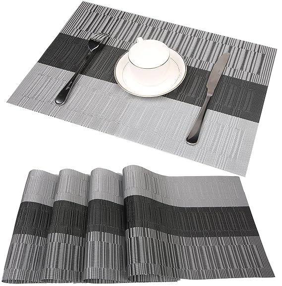 Famibay Bamboo PVC Weave Placemats Nonslip Kitchen Table