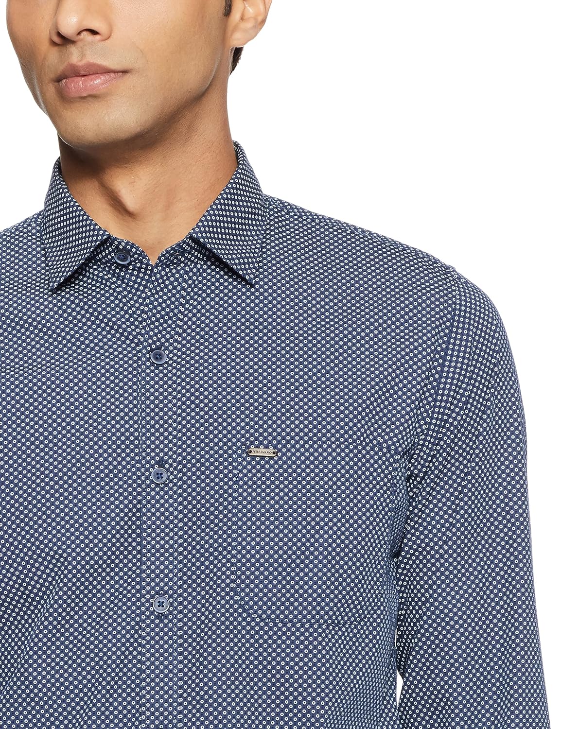 peter england men's printed slim fit cotton casual shirt