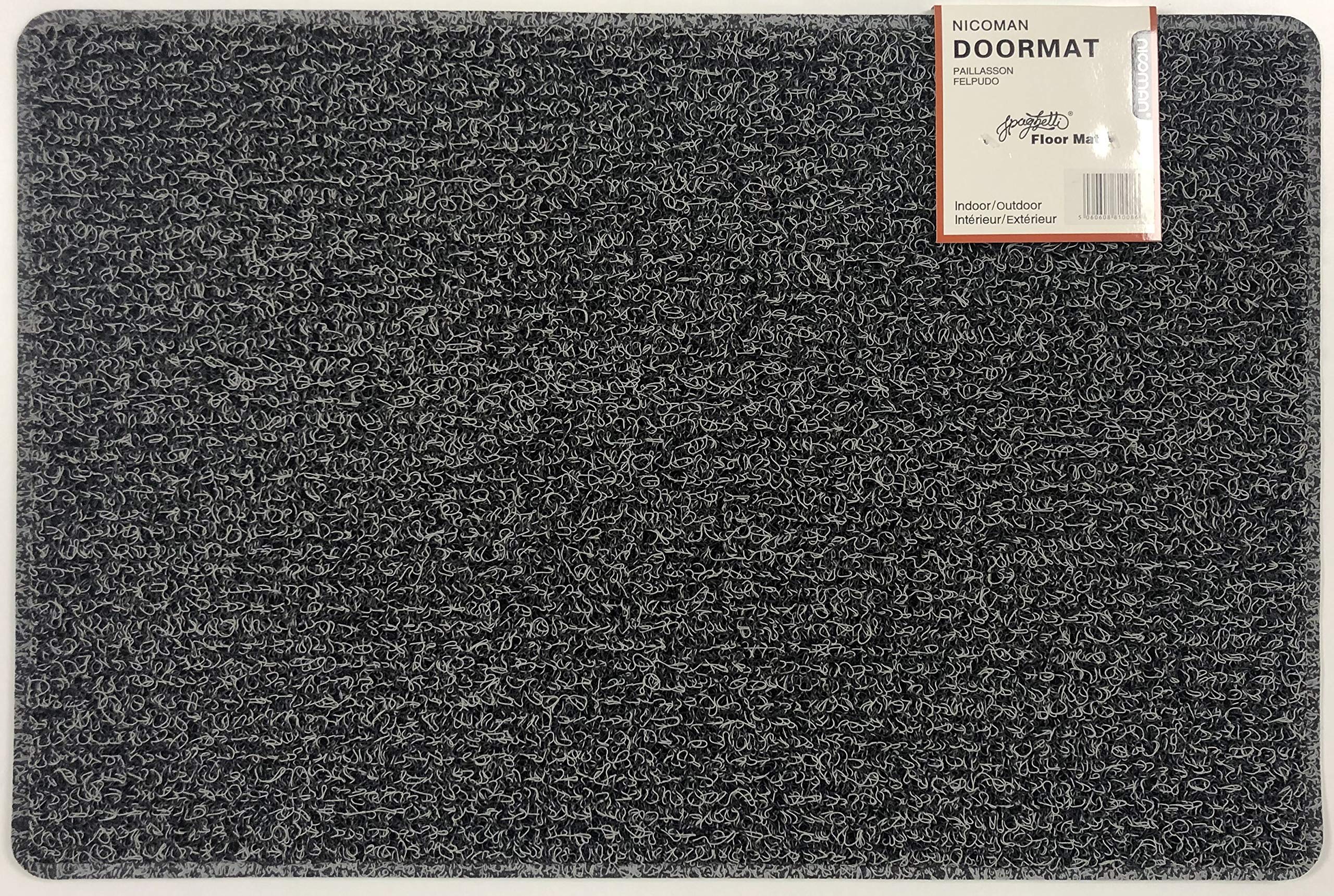 Nicoman Spaghetti Floor Mat Looper Noodle Matt Patio Door Garden Conservatory Doormats(75x45cm,Black & Grey)