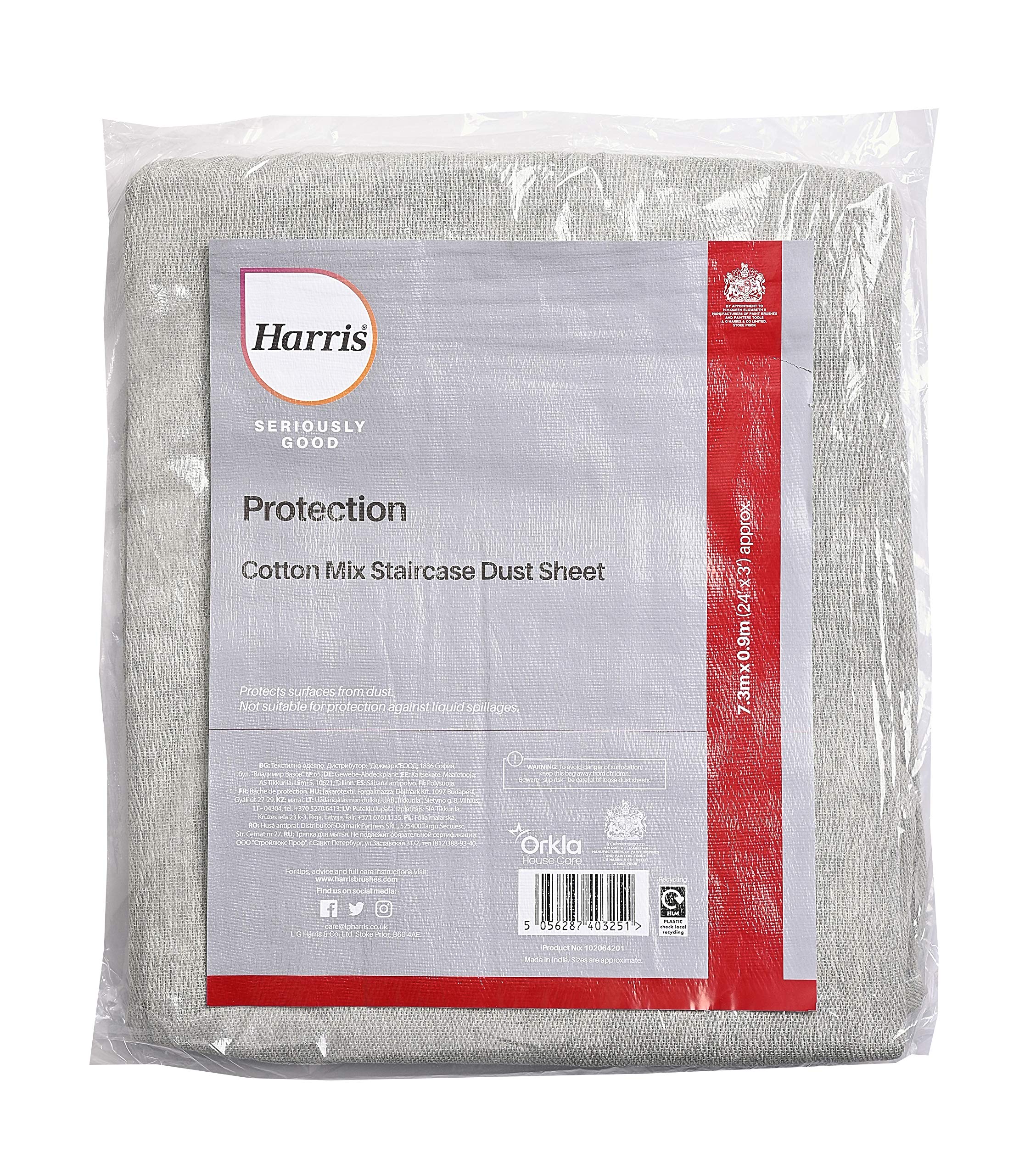Harris 102064201 Protection Seriously Good Cotton Rich Staircase Dust Sheet 24' x 3', 1 x