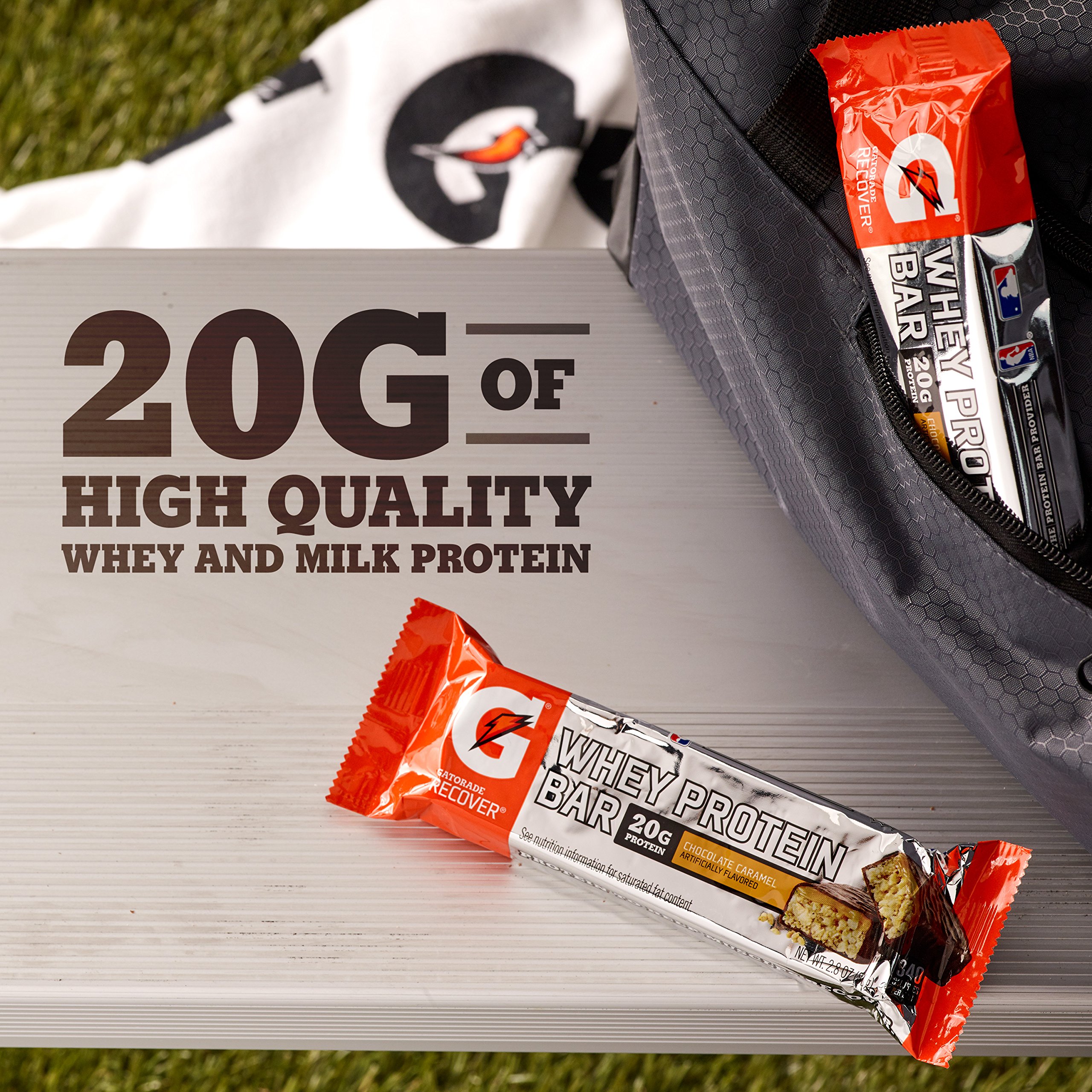Gatorade Whey Protein Bars, Chocolate Caramel, 2.8 Oz Bars (Pack Of 12