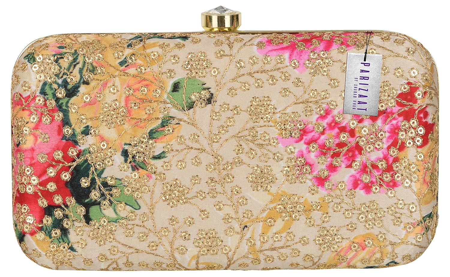 parizaat by shadab khan women's clutch (gold, bx8462)