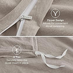Bedsure 100% Washed Cotton Duvet Cover Full Size