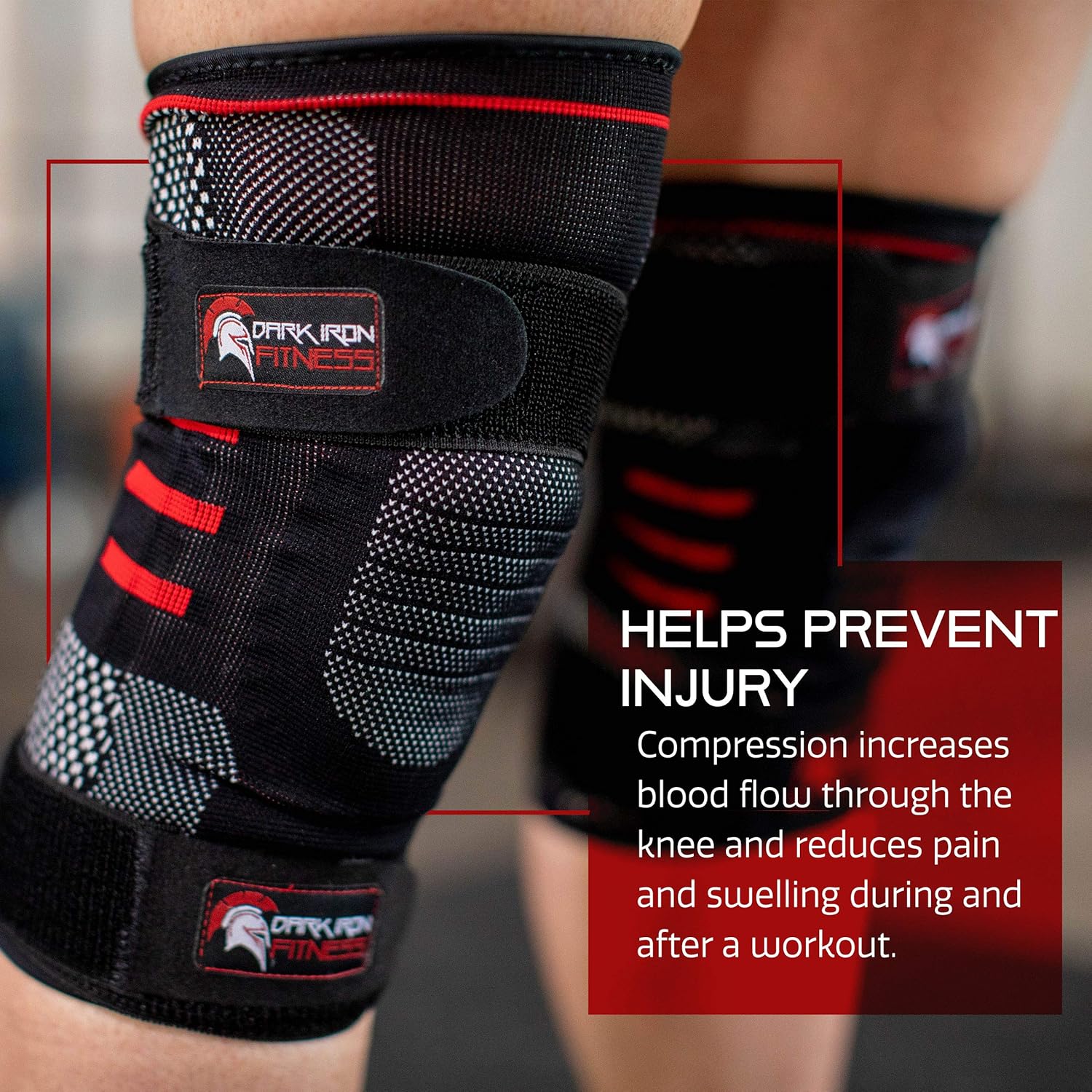Dark Iron Fitness Knee Compression Sleeves for Weightlifting with Padded Support, 1 Pair : Sports & Outdoors