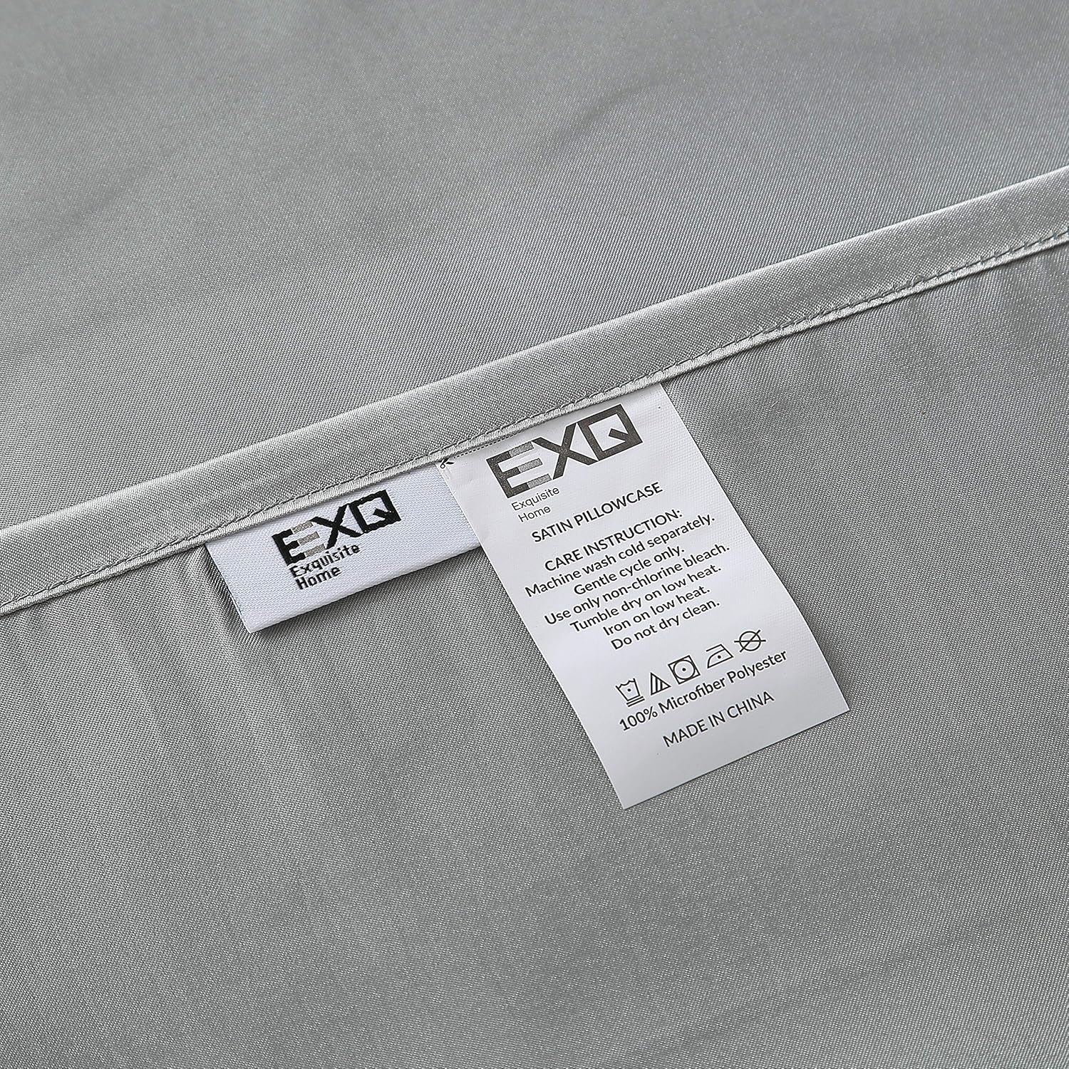 EXQ Home Silky Satin Pillowcase for Hair and Skin, Silver Grey Soft Cooling Pillow Cases Queen Size Set of 2 with Envelope Closure No Zipper (20x30 Inches): Kitchen & Dining