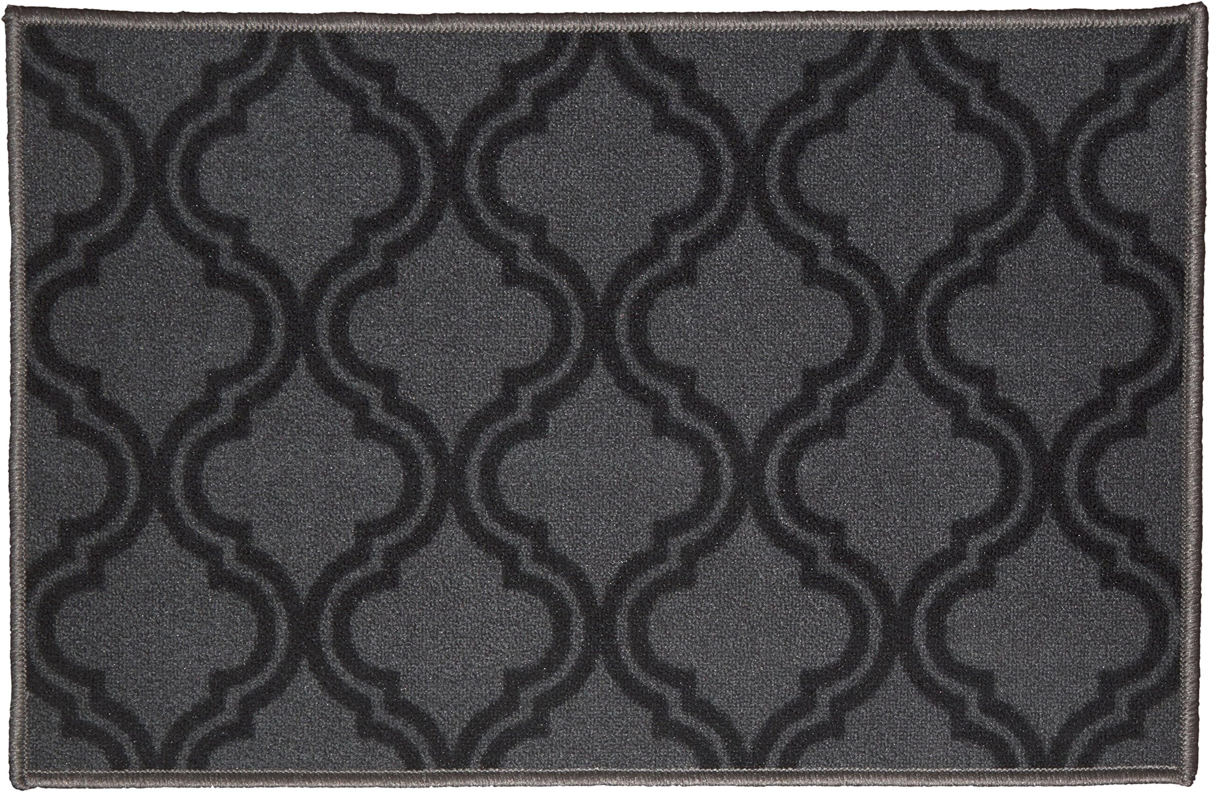 Kashi Home Royal Collection Geometric Egyptian Decorative Accent Area Rug, Black, 20" x 60"