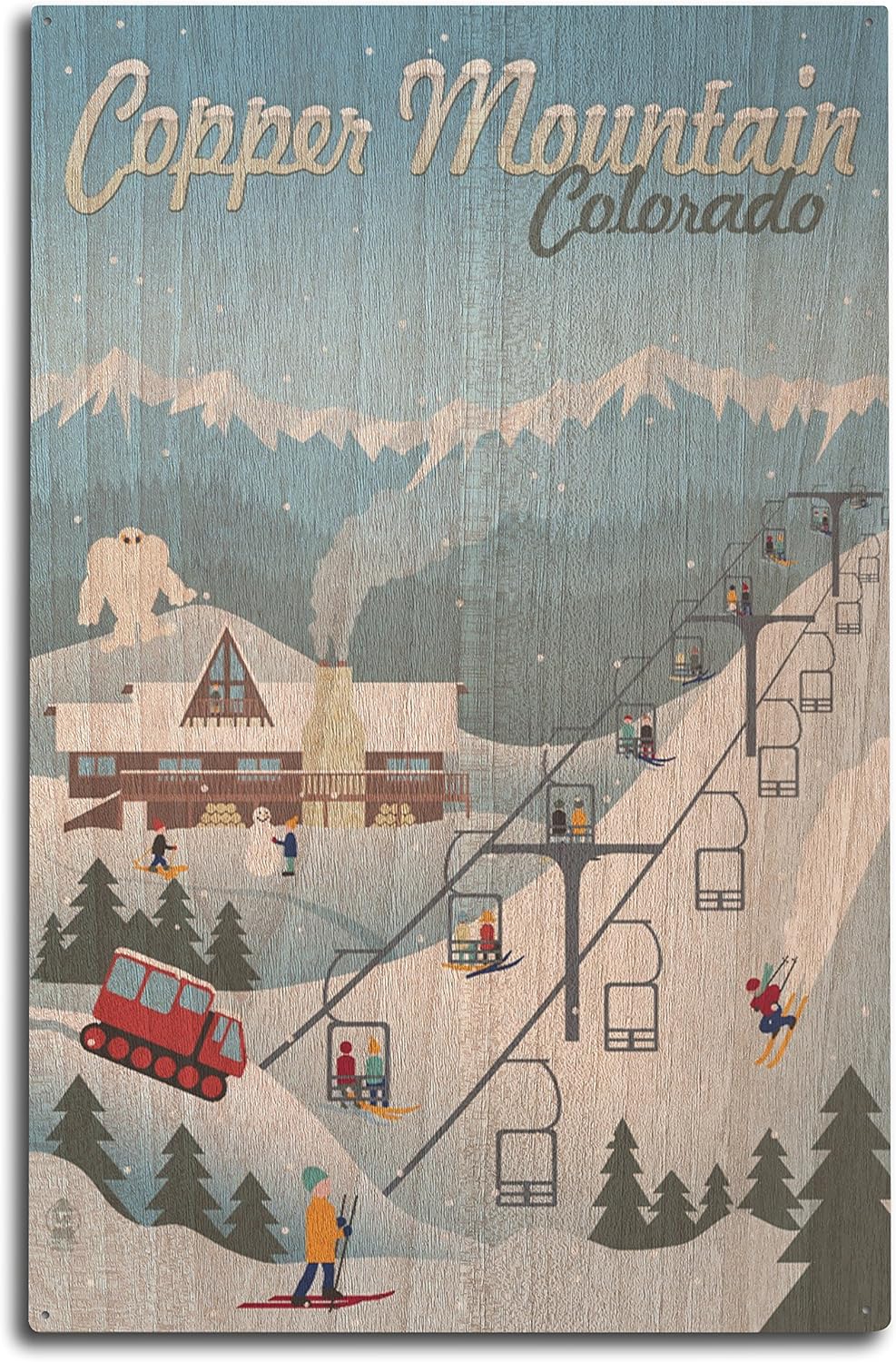 Lantern Press Copper Mountain, Colorado - Retro Ski Resort (10x15 Wood Wall Sign, Wall Decor Ready to Hang)
