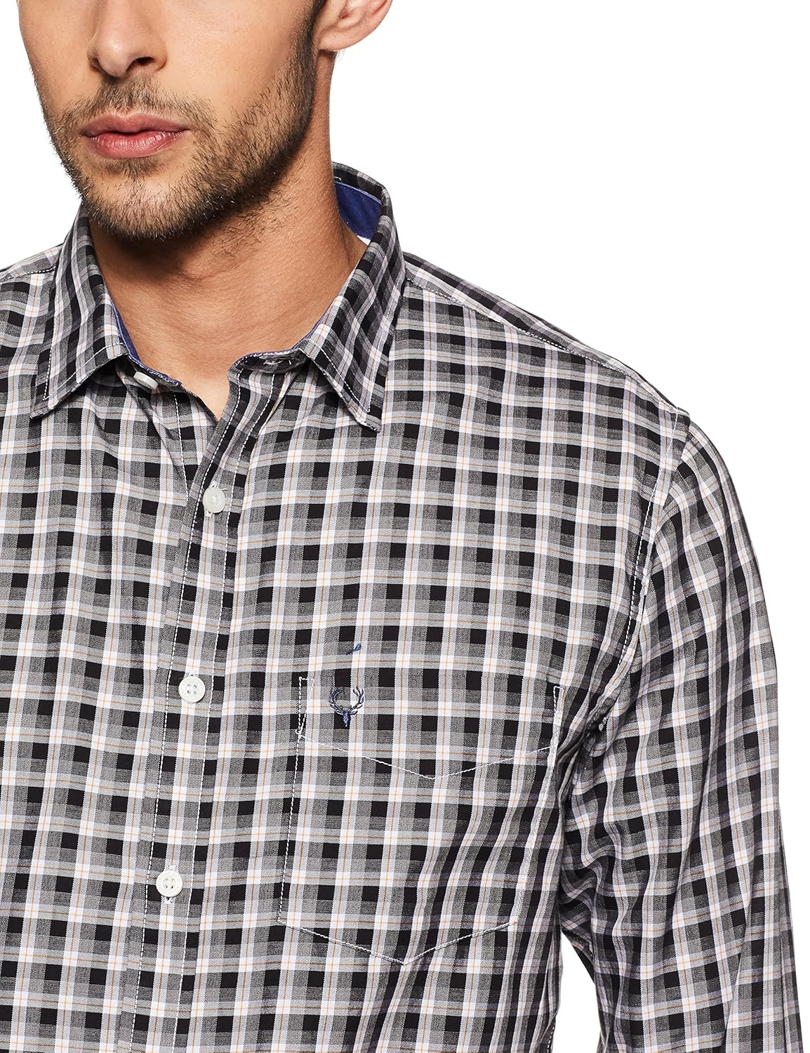 allen solly men's checkered slim fit casual shirt