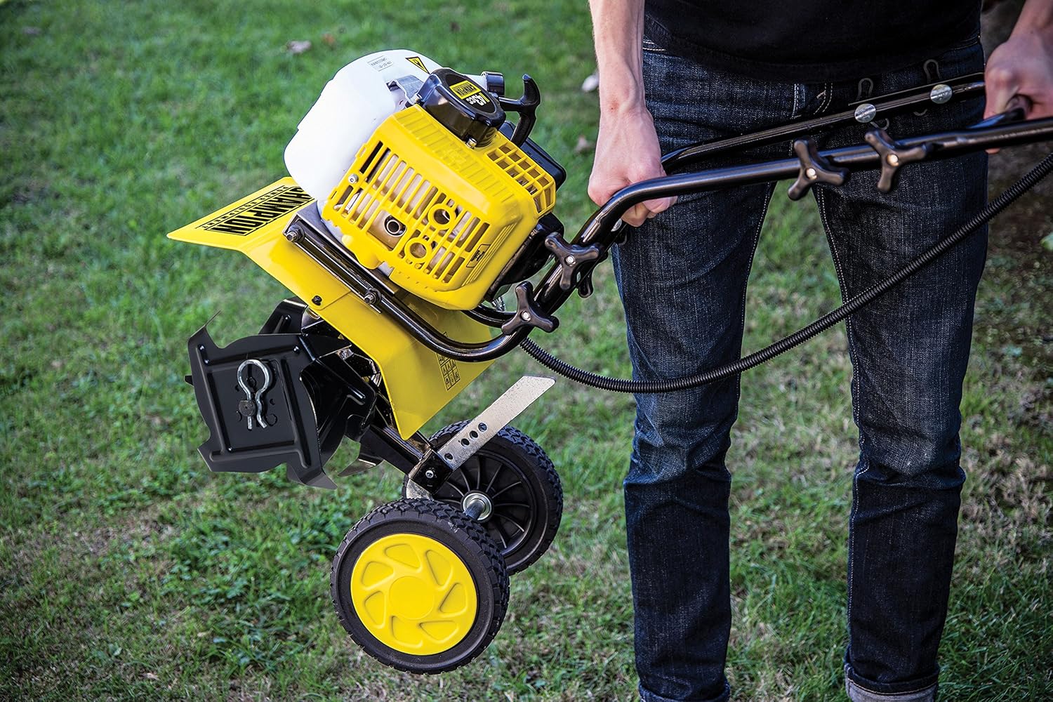 Champion Power Equipment 100882 43cc 2-Stroke Portable Gas Garden Tiller Cultivator, Adjustable Depth : Garden & Outdoor