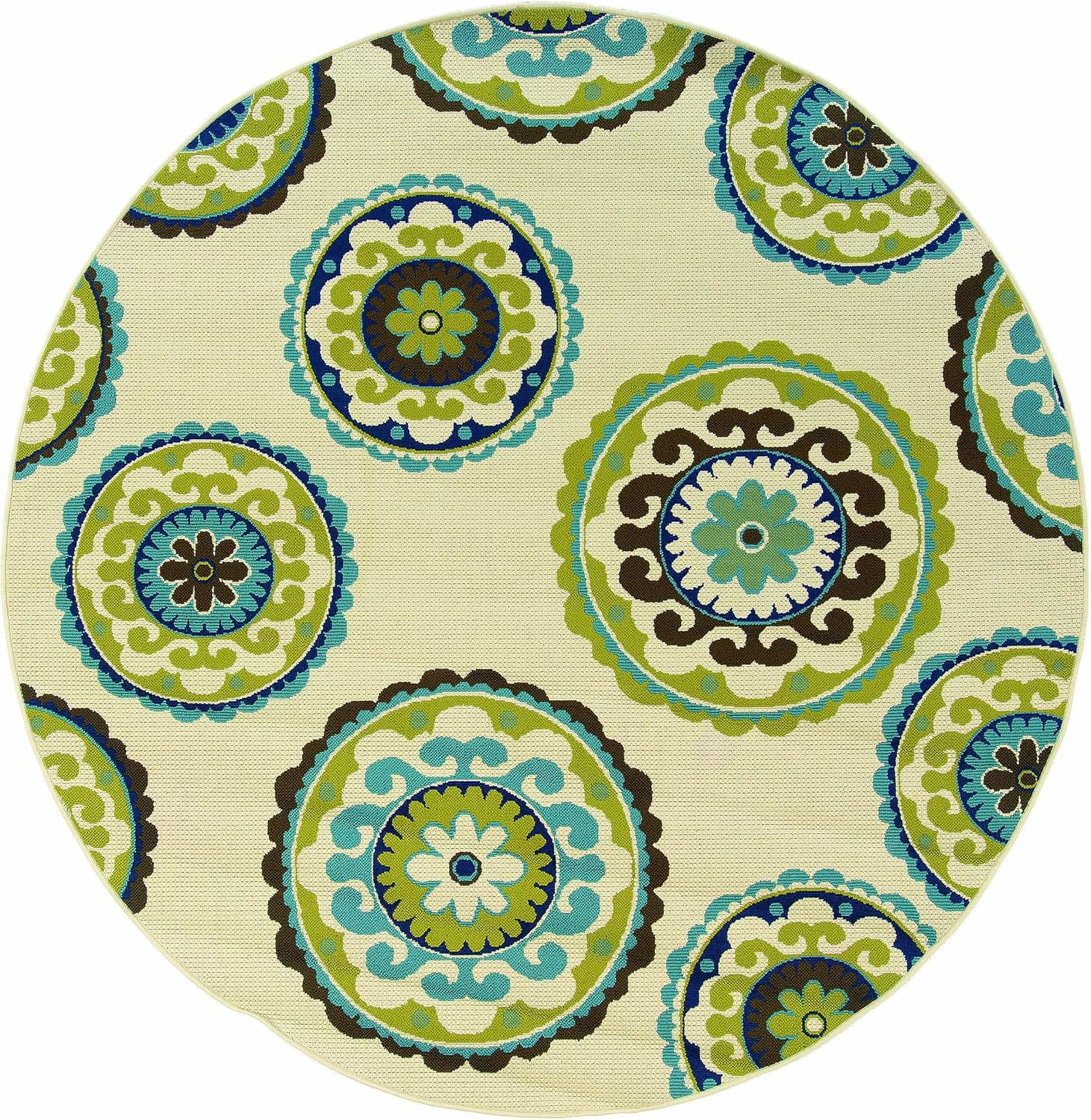 Oriental Weavers Caspian 7'10" Round Machine Woven Rug in Ivory