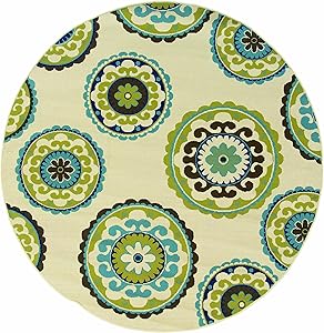 Oriental Weavers Caspian 7'10" Round Machine Woven Rug in Ivory