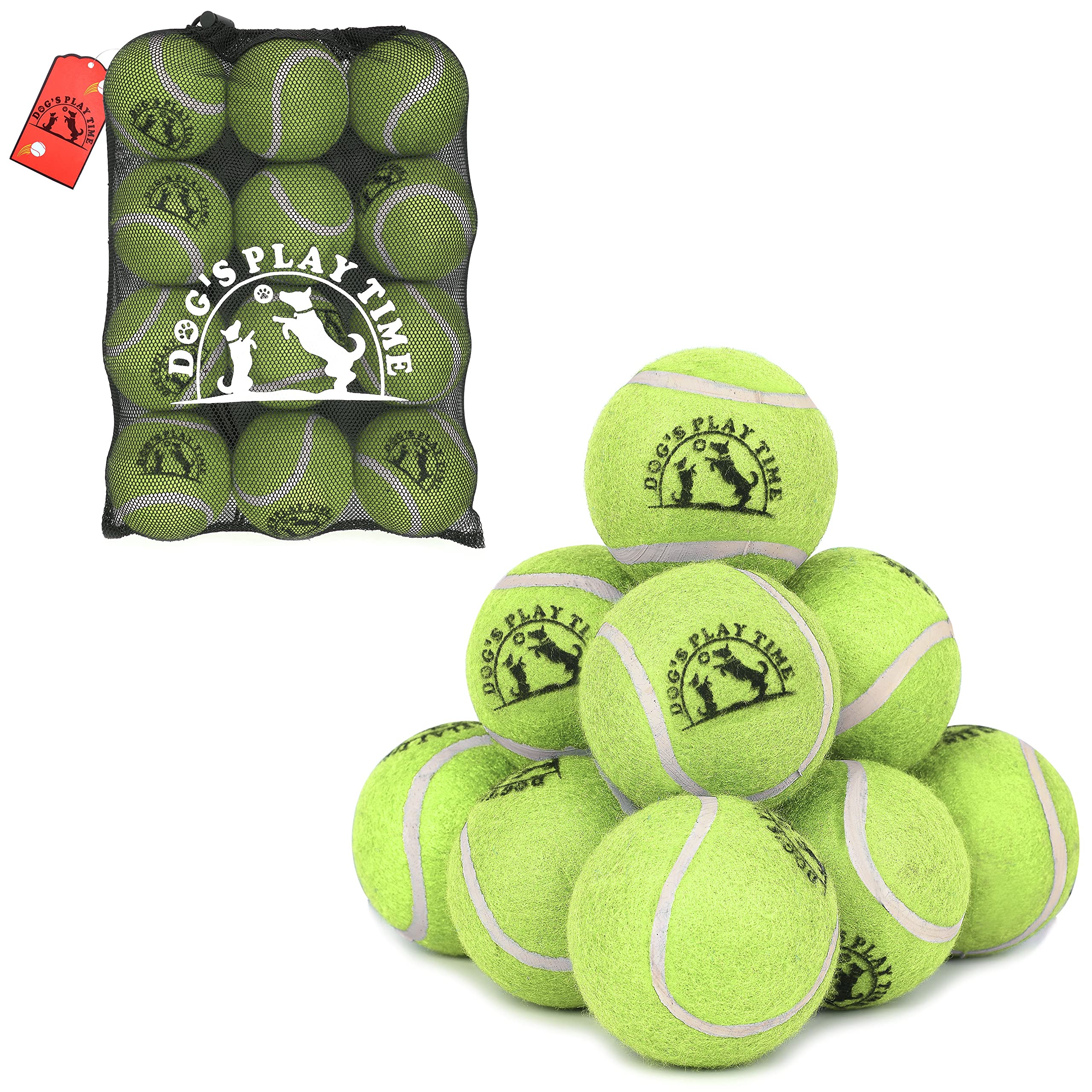 SPIN FIRST Durable Dog Tennis Balls – Tough Non-Toxic Fetch Balls for Dogs, Soft on Teeth, High Visibility Bouncy Pet Toy for Training & Outdoor Play