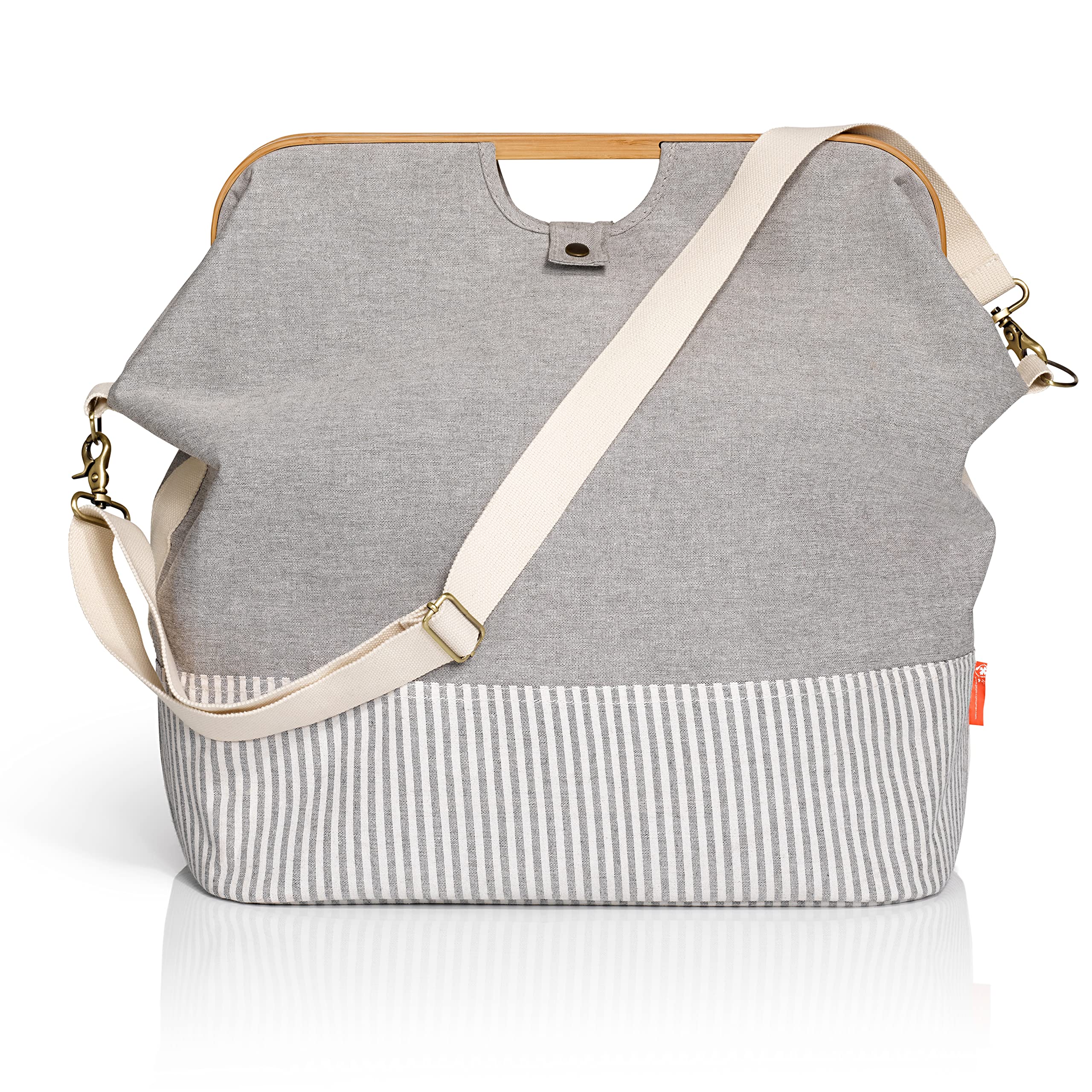 Prym Store & Travel Bag Canvas & Bamboo, Grey, 45 x 30 x 50 cm