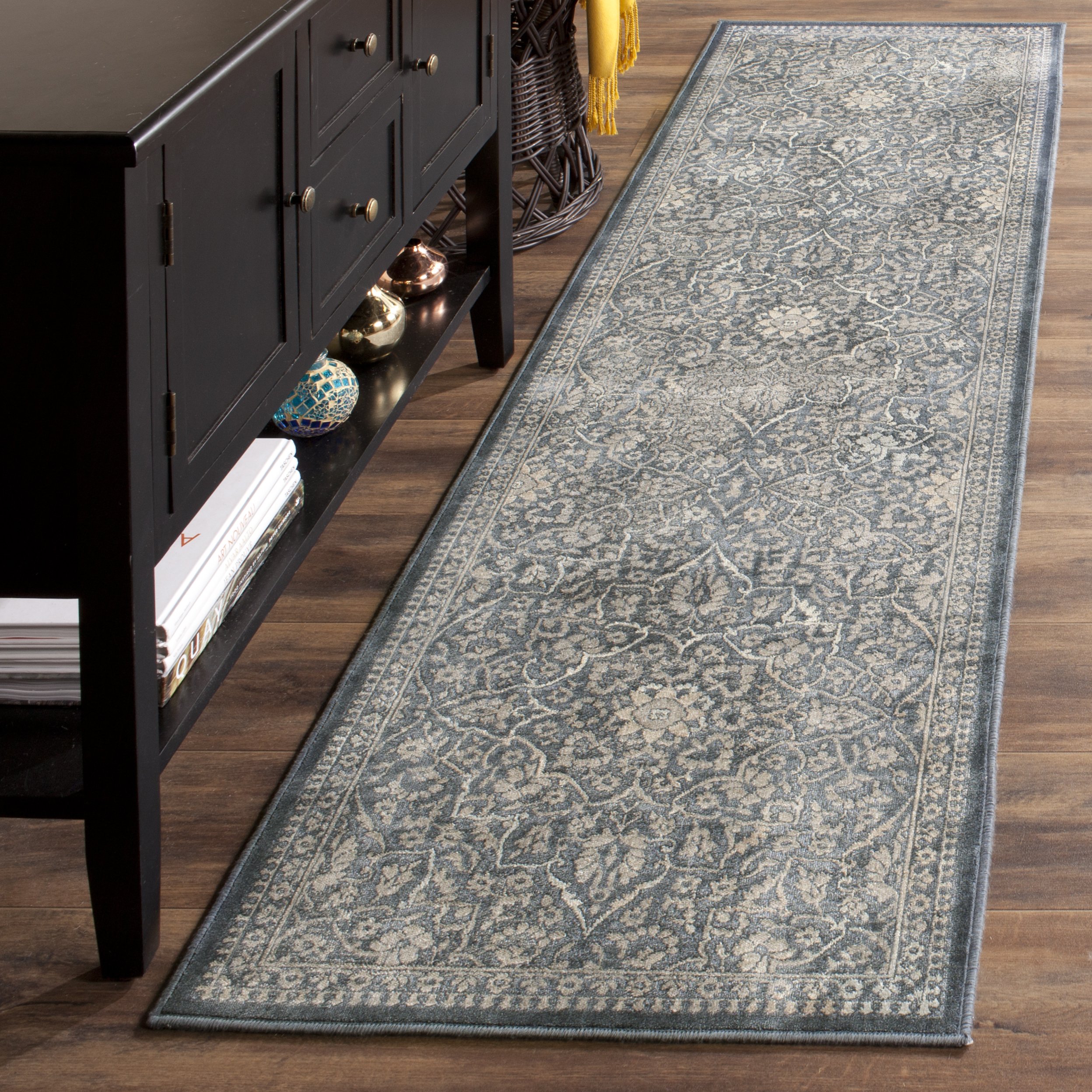 Safavieh Traditional Indoor Woven Runner Area Rug, Vintage Collection, VTG175, in Blue / Light Grey, 66 X 244 cm for Living Room, Bedroom or Any Indoor Space