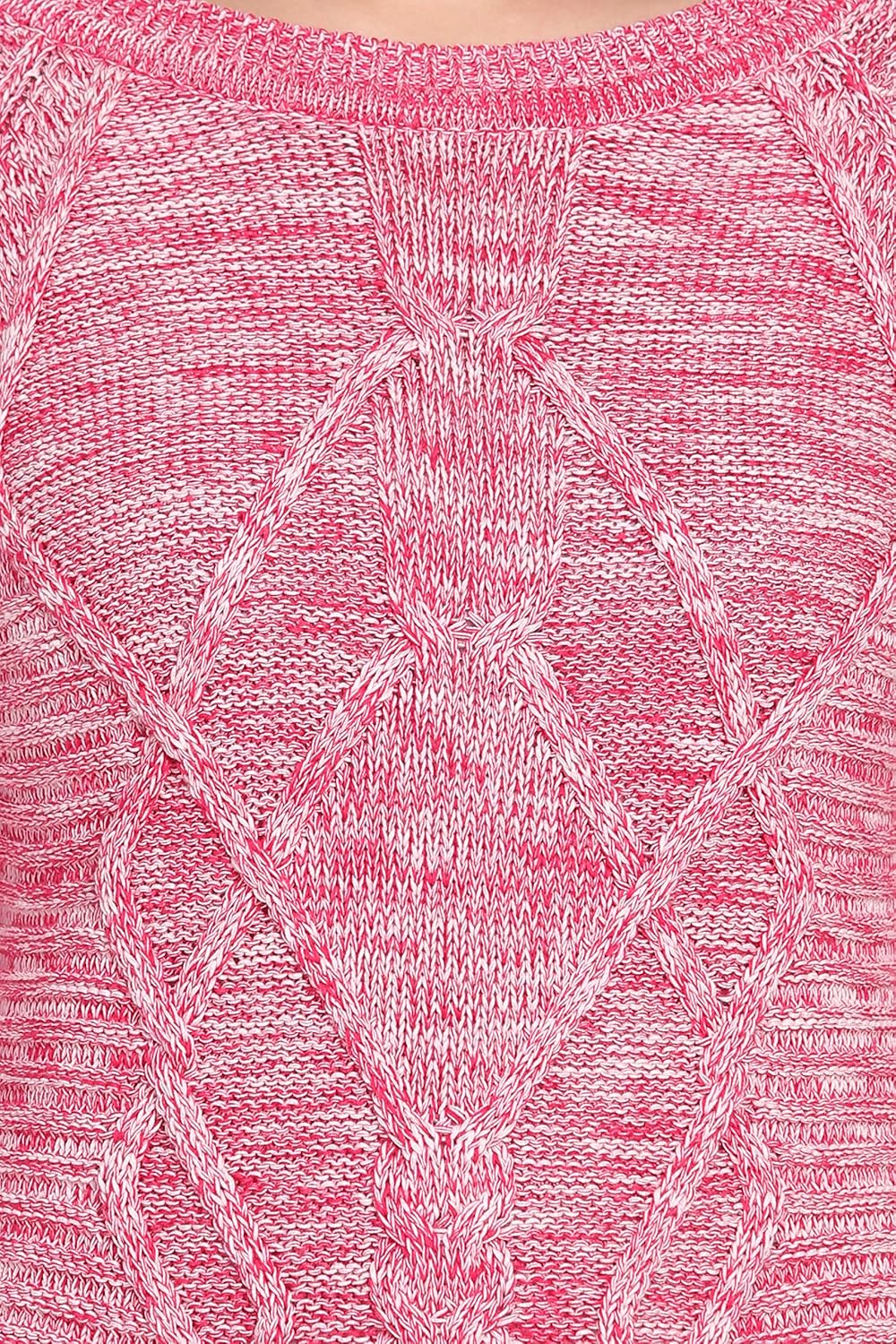 boxymoxy pink mix three-fourth sleeves cable sweater for girls & women