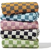 Madi-Cadi Hand Towels 5 Pack - Cotton Face Towels Soft, Absorbent, and Decorative Checkered Design for Bathroom, Kitchen, Gym, and Spa - 13 x 29 Inches for Any Occasion