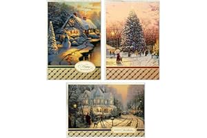Hallmark Thomas Kinkade Boxed Christmas Cards Assortment, Snowy Scenes (3 Designs, 24 Christmas Cards with Envelopes)